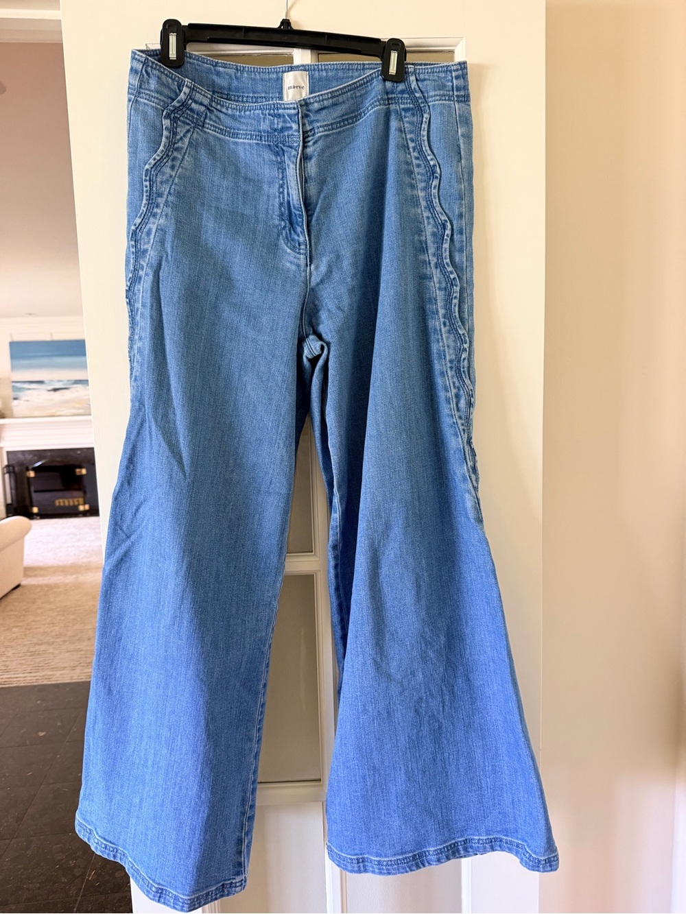 Maeve Light Wash Wide-Leg Flare Jeans